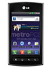 LG Optimus M+ MS695 Android 2.3 (Gingerbread) smartphone 800 MHz Cortex A5, 4 GB, 512 MB RAM, 2G, 3G, 2012, March. Released 2012, April, Features 480 x 320, 3.5 Inches, Touchscreen, 5 MP camera, No front camera, bluetooth, usb, gprs, edge, wlan, Accelerometer, proximity, compass.